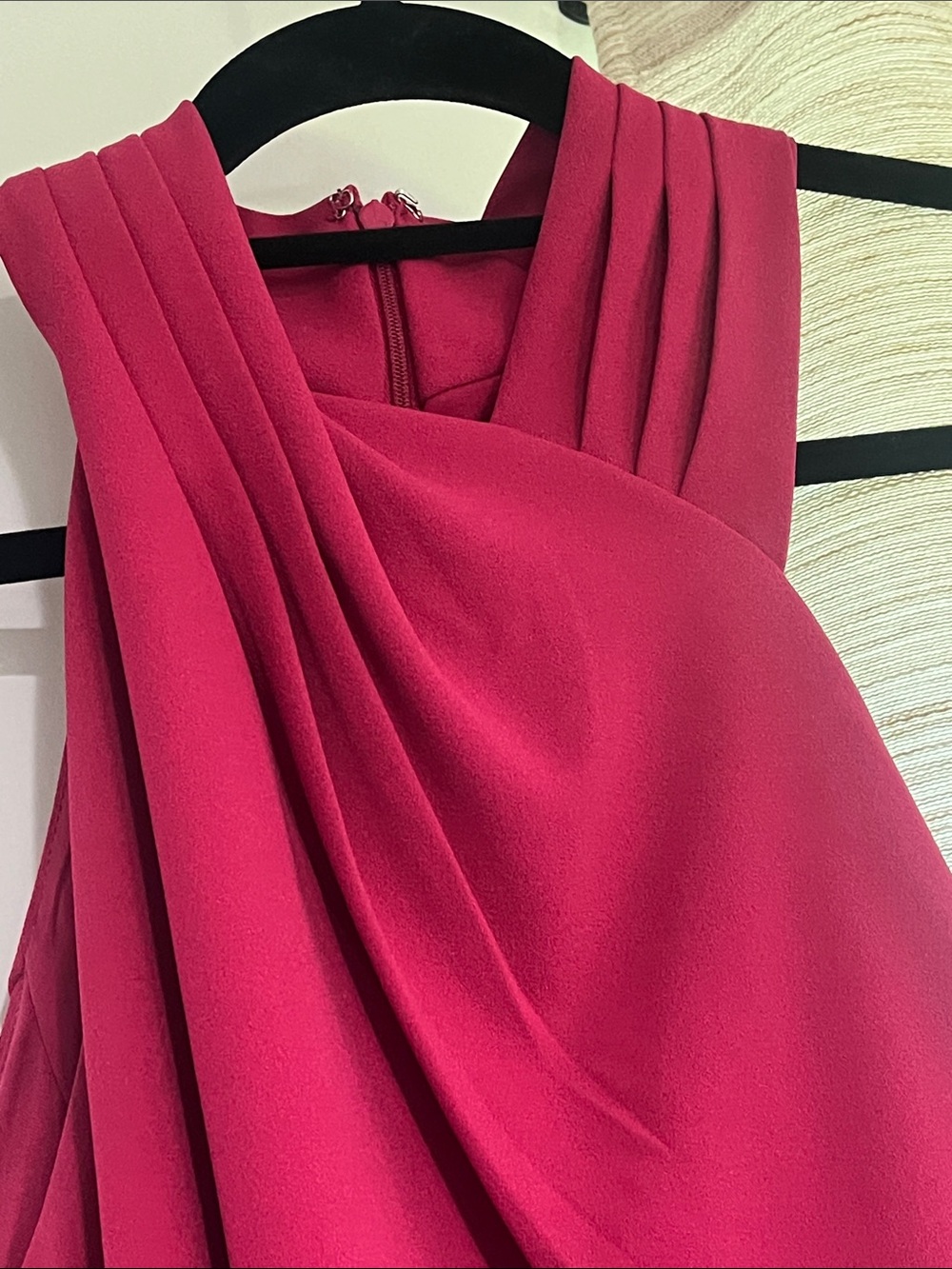 Women’s Rachel Roy Crossover Halter Midi Sheath Dress Sangria Elegant Cocktail - Picture 8 of 8
